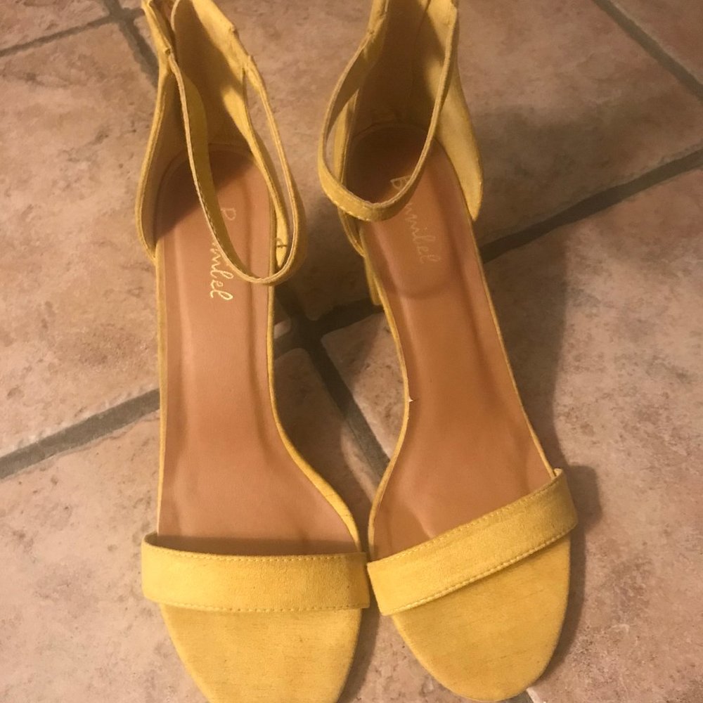 Yellow Faux Suede 3" Heels